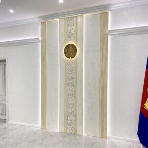 Панели стеновые художественного оформления для ЗАГСа (с гербом, орнаментом и подсветкой)